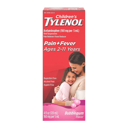 Tylenol Children'S Oral Suspension Medicine With Acetaminophen, Bubble Gum, 4 Fl Oz