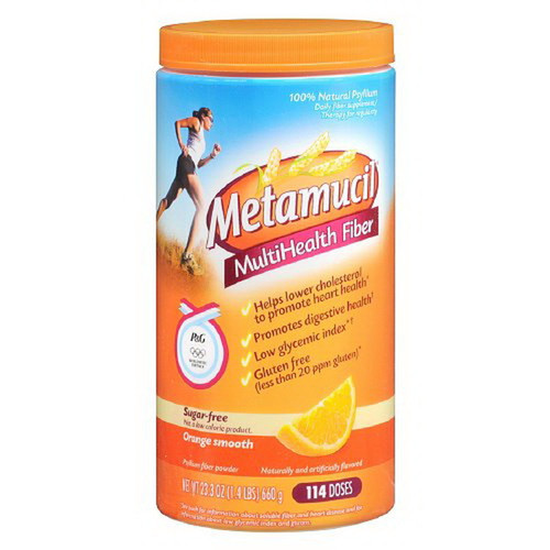 Metamucil Smooth Sugar Free Powder, 114 Teaspoons, Orange 23.3 Oz