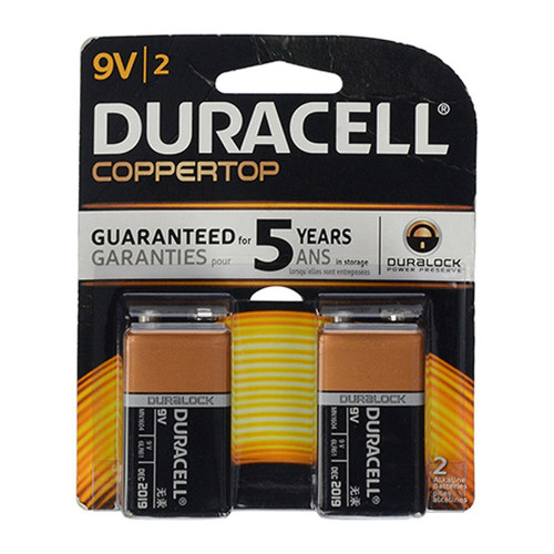 Duracell Coppertop Alkaline Batteries 9 Volt 2 Each