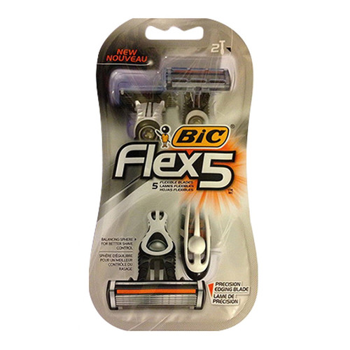 Bic Flex 5 Mens Shaver 5 Bladed Razor Heads - 2 Ea