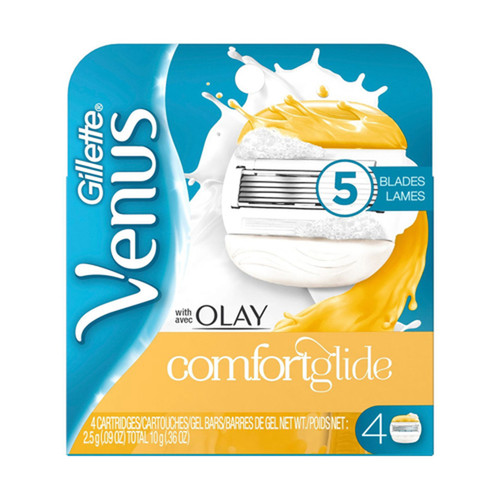 Gillette 5 Venus With Avec Olay Cartridges With Olay Conditioning Bars For Women, 4 Ea