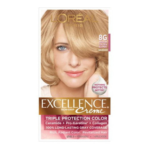 Loreal Excellence Triple Protection Hair Color Creme, 8G Golden Blonde - 1 Ea