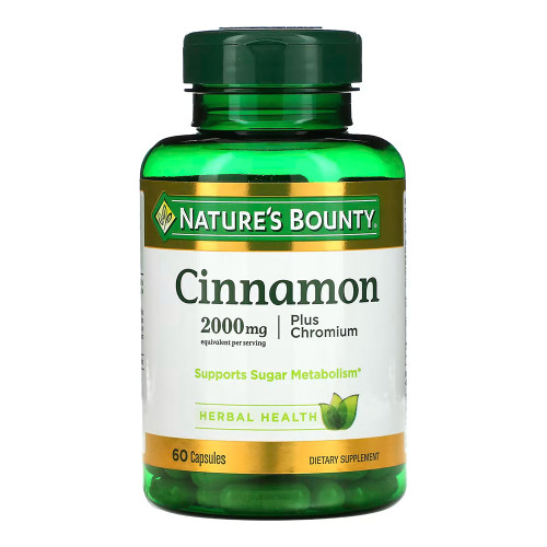 Natures Bounty Cinnamon Plus Chromium, 2,000 Mg, 60 Capsules