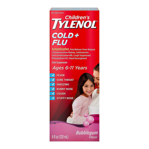 Children'S Tylenol Cold And Flu Oral Suspension, Bubblegum - 4 Oz