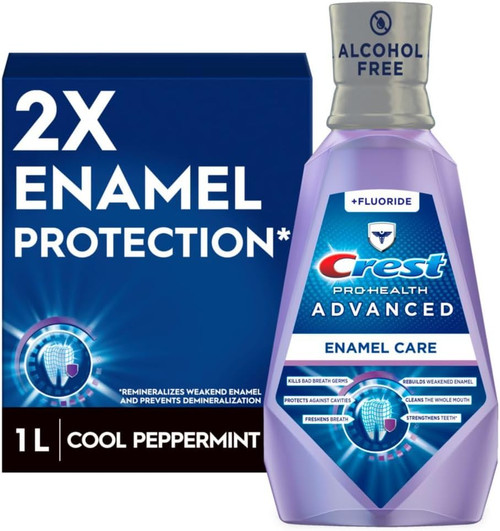 Crest Pro-Health Advanced Mouthwash, Alcohol Free, Enamel Care, 1 L 33.8 fl oz
