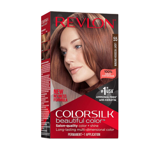 Revlon Colorsilk Beautiful Color Permanent Hair Color, Long-Lasting High-Definition Color, Reddish Brown, 4.4 fl oz