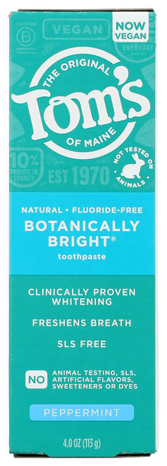 Toms of Maine Botanically Bright Peppermint FF Toothpaste, 4 OZ
