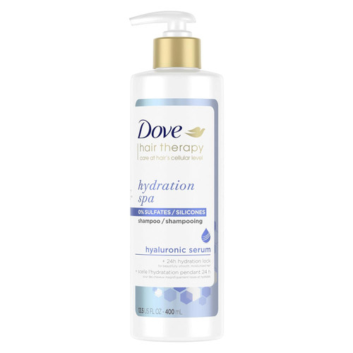 Dove Hair Therapy Hydration Spa Shampoo for Dry Hair with Hyaluronic Serum, 13.5 Fl Oz