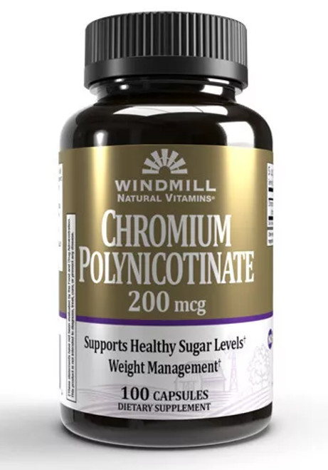 Windmill Chromium Polynicotinate 200mcg 100 Capsules