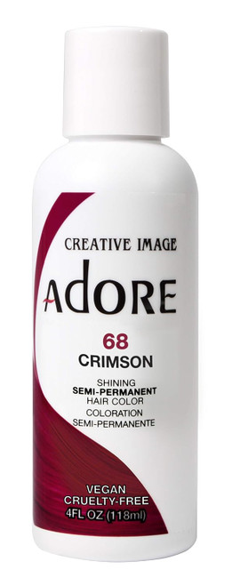 Adore Semi Permanent Hair Color - Vegan and Cruelty-Free Hair Dye - 4 Fl Oz - 068 Crimson