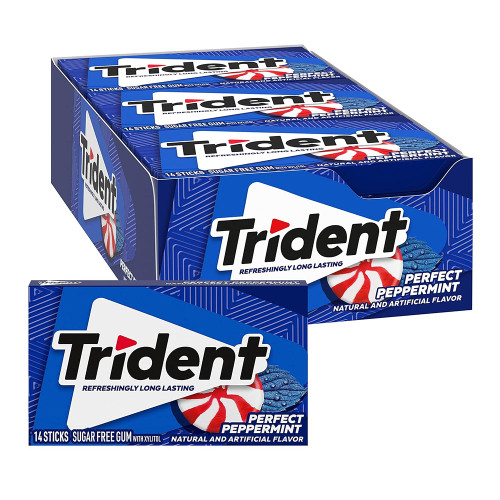 Trident Peppermint Sugar Free Gum,  12 Ea