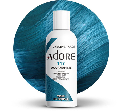 Adore Semi Permanent Hair Color - Vegan and Cruelty-Free Hair Dye - 4 Fl Oz - 117 Aquamarine