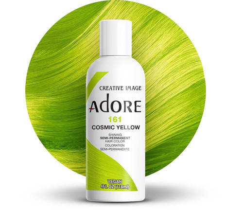 Adore Semi Permanent Hair Color - Vegan and Cruelty-Free Hair Dye - 4 Fl Oz - 161 Cosmic Yellow
