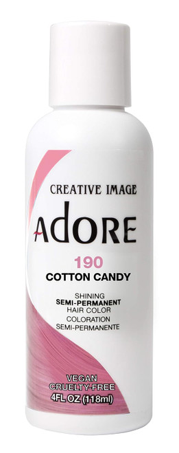 Adore Semi Permanent Hair Color - Vegan and Cruelty-Free Hair Dye - 4 Fl Oz - 190 Cotton Candy