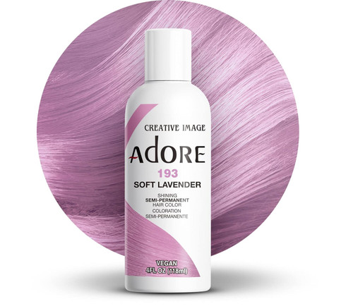 Adore Semi Permanent Hair Color - Vegan and Cruelty-Free Hair Dye - 4 Fl Oz - 193 Soft Lavender