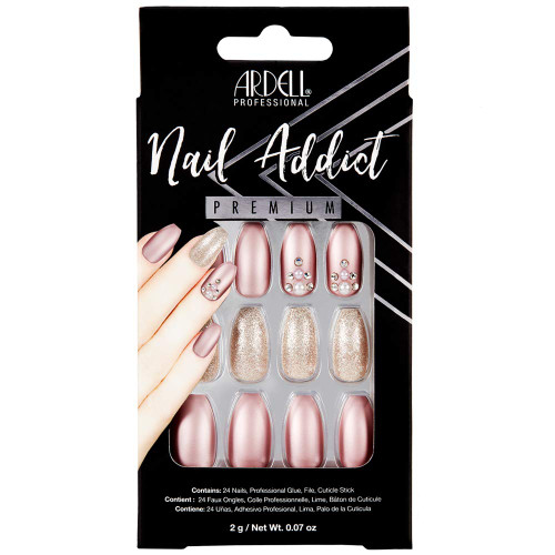 Ardell Nail Addict Premium Artificial Nail Set, Metallic Lilac Pearl, 24-Pc