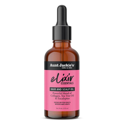 Aunt Jackies Oil Elixir Essentials Hair and Scalp Oil with Collagen Tea Tree and Eucalyptus, 2 Oz   Aunt Jackies Oil Elixir Essentials Hair and Scalp Oil with Collagen Tea Tree and Eucalyptus, 2 Oz