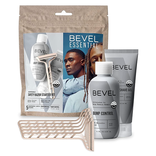 Bevel Essentials Disposable Safety Razor Shaving Starter Kit for Men