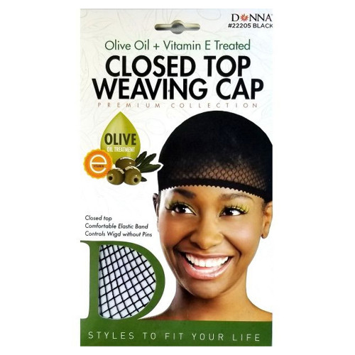 Donna Closed Top Weaving Cap with Olive Oil and Vitamin E, 22205 Black, 1 Ea
