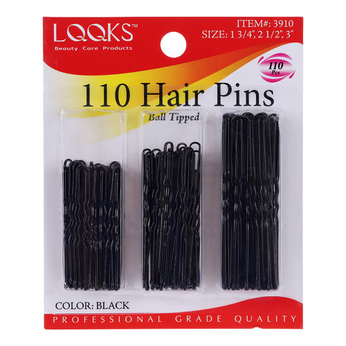 Donna Hair Pins in Black for Secure Styling, 110 Ea