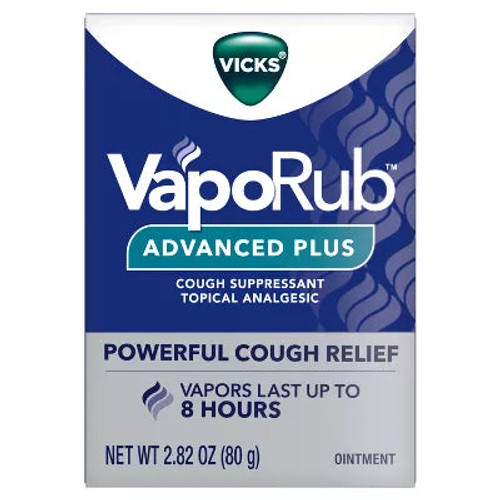 Vicks Vaporub Advanced Plus Cough Suppressant Topical Chest Rub Analgesic Ointment - 2.82Oz
