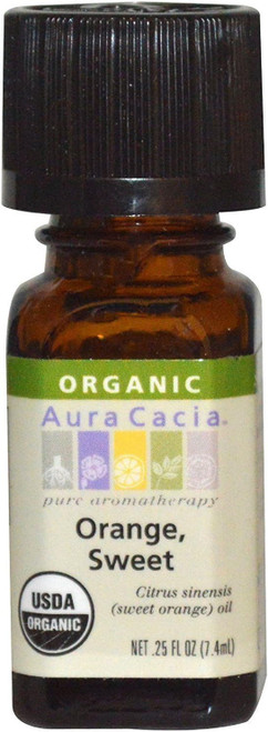 Aura Cacia Organic Sweet Orange Essential Oil .25Fl Oz