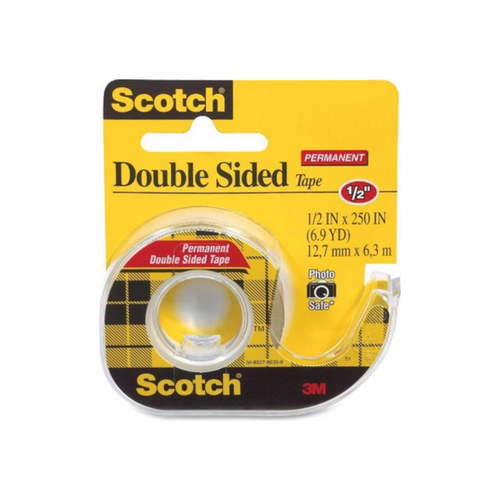Scotch Double-Sided Tape, 1/2 In X 250 Inches, Clear 1 Ea
