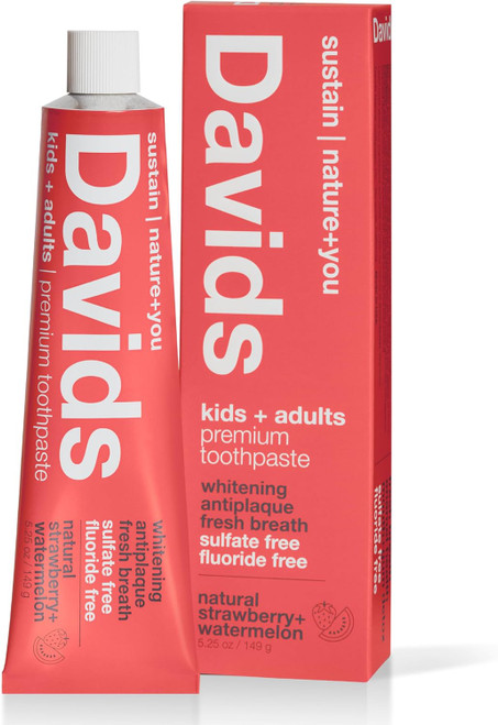 Davids Fluoride Free Kids & Adults Toothpaste, Strawberry Watermelon 5.25Oz
