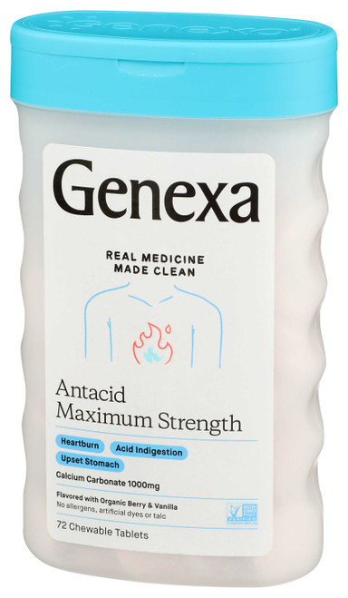Genexa Antacid Maximum Strength Calcium Carbonate Chewable - 72 Ct