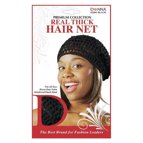 Donna Thick Hair Net in Black for Secure Styling, 1 Ea