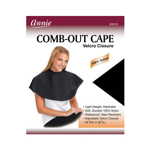 Annie Comb-Out Cape Nylon Velcro Closure Black 3919 - 1 Ct