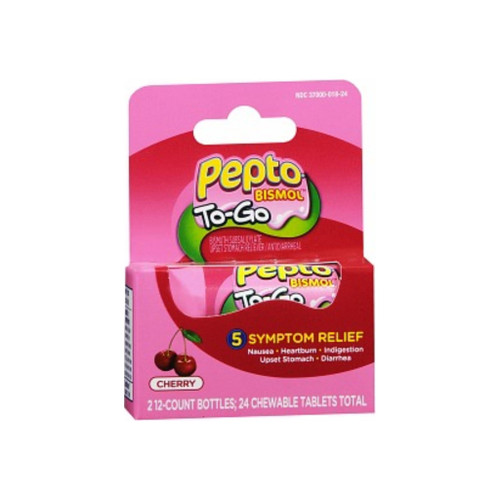 Pepto-Bismol To-Go Chewable Tablets, Cherry 24 Ea