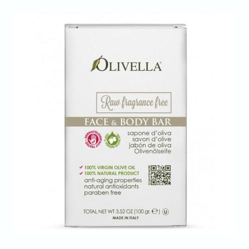 Olivella All Natural 100% Virgin Olive Oil Face & Body Soap, Fragrance Free 3.52 Oz