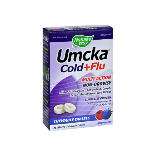 Nature'S Way Umcka Cold+Flu Multi-Action Chewable Tablets, Berry 20 Ea