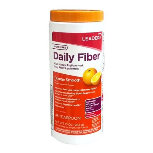 Leader Daily Fiber Powder Sugar-Free Orange Smooth - 10 Oz