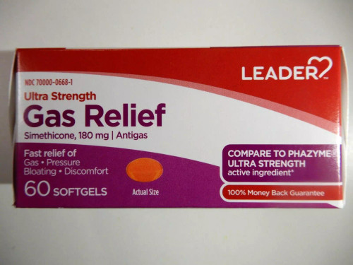 Leader Ultra Strength Gas Relief Simethicone 180mg - 60 Softgels