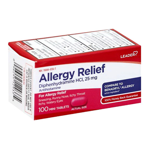 Leader Allergy Relief 25 Mg Mini Tablets - 100 Ea