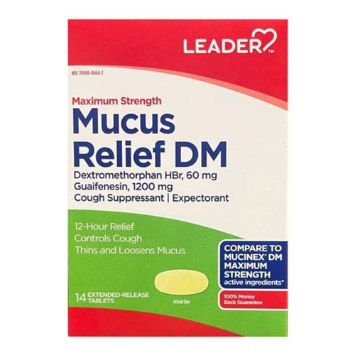 Leader Maximum Strength Mucus Relief Dm Tablets - 14 Ea Leader Maximum Strength Mucus Relief Dm Tablets - 14 Ea