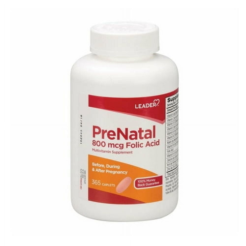Leader Prenatal Folic Acid Multivitamin Supplement Caplets - 365 Ea