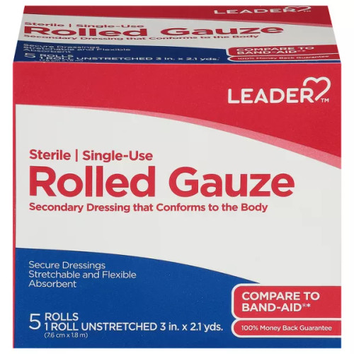 Leader Single-Use Sterile Rolled Gauze - 5 ea