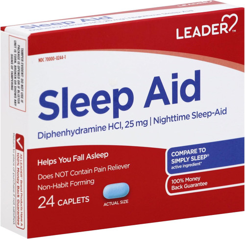 Leader Nighttime Sleep-Aid Diphenhydramine 25mg - 24 Caplets