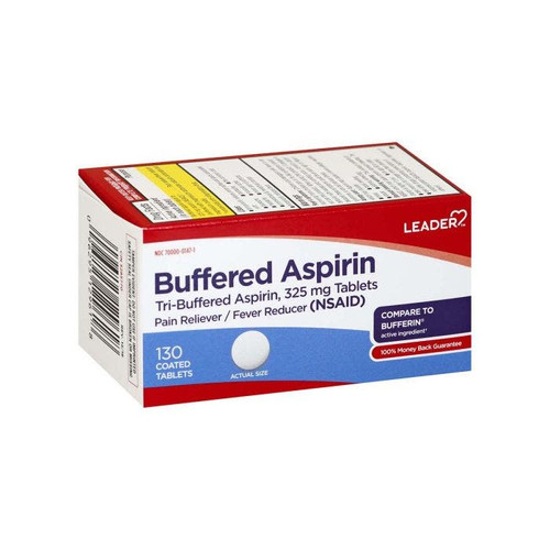 Leader Buffered Aspirin Tablets 325Mg - 130 Ct