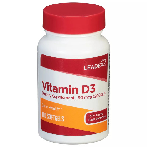 Leader 50 mcg (2000IU) Vitamin D3 - 100 Softgels Leader 50 mcg (2000IU) Vitamin D3 - 100 Softgels