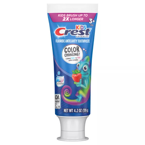 Crest Kids' Advanced Color Changing Toothpaste in Strawberry for Encouraging Brushing, 4.2 oz