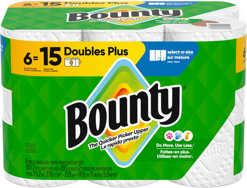 Bounty Select A Size Paper Towels White 6 Rolls, 6 Ea