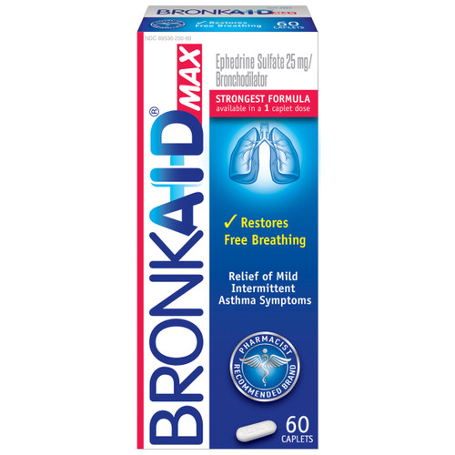 Bronkaid Max Ephedrine Sulfate 25mg Bronchodilator, 60 Ea