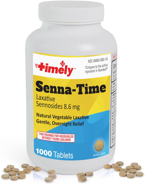 Timely Senna Time Laxative Overnight Relief 8.6 mg - 1000 Ct
