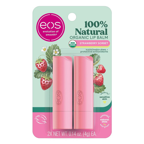 eos 100% Natural & Organic Lip Balm Sticks Strawberry Sorbet - 0.14 oz
