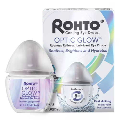 Rohto Optic Glow Redness Reliever, Whitening, Lubricant Eye Drops - 0.4 oz
