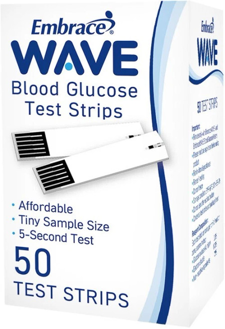 Embrace Wave Blood Glucose Test Strips - 50 Strips